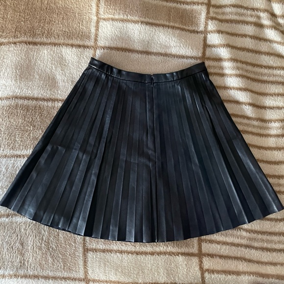 J. Crew Faux Leather Black Pleated Mini Skirt - Picture 3 of 8